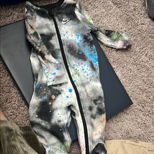 Nike Black and Blue Footies One Piece with Full-Length Zipper